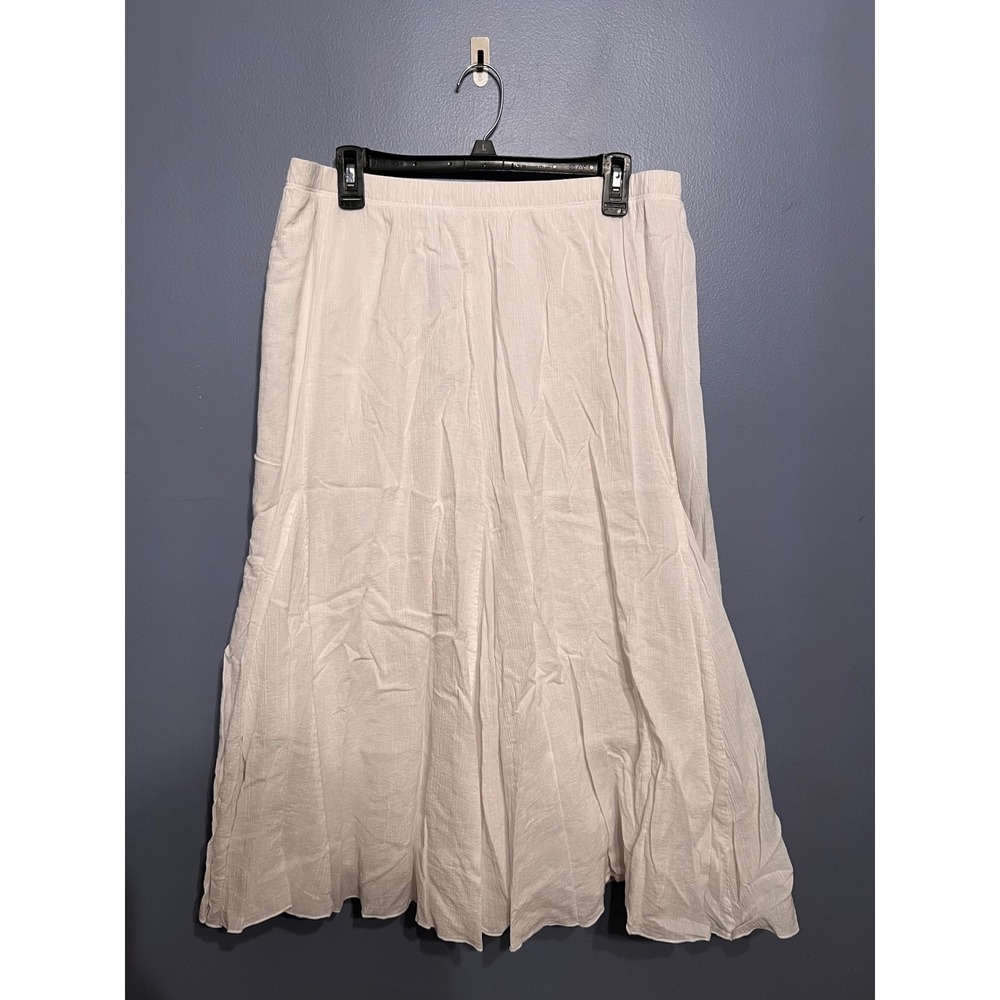 Women's Alfred Dunner Cotton Gauze White Flowy Maxi White Skirt Sz 1X Y2K Boho